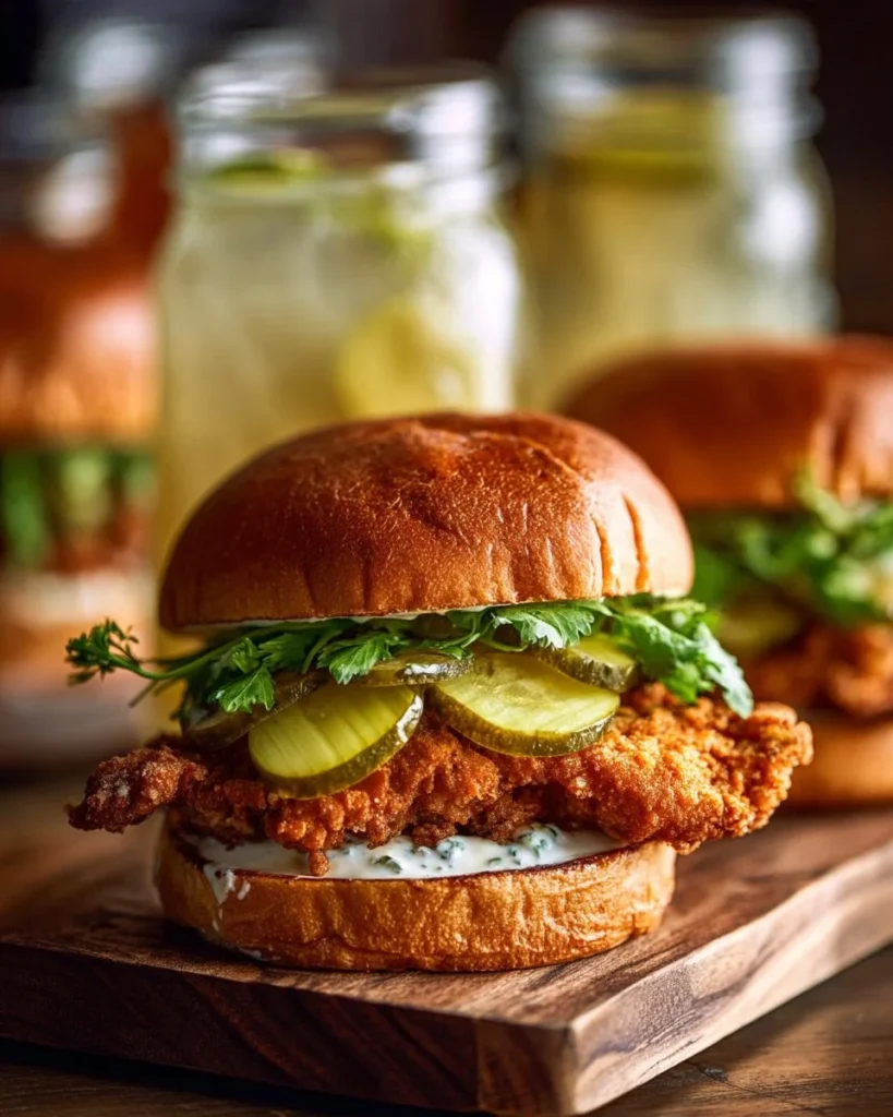 Crispy dill chicken sandwich with fresh ingredients and zesty flavors