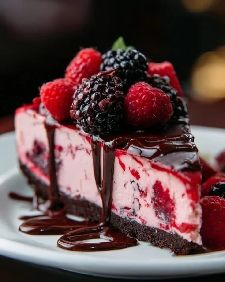 Dark Chocolate Raspberry Cheesecake