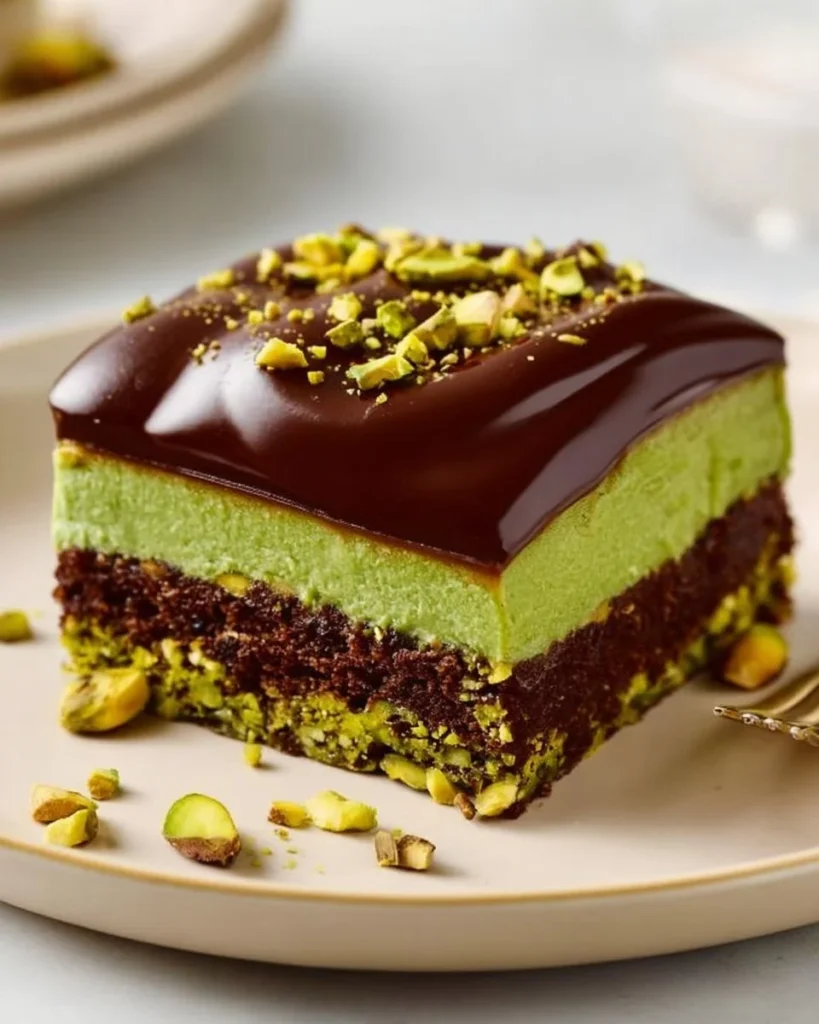 Delicious Dubai chocolate brownies served on a plate