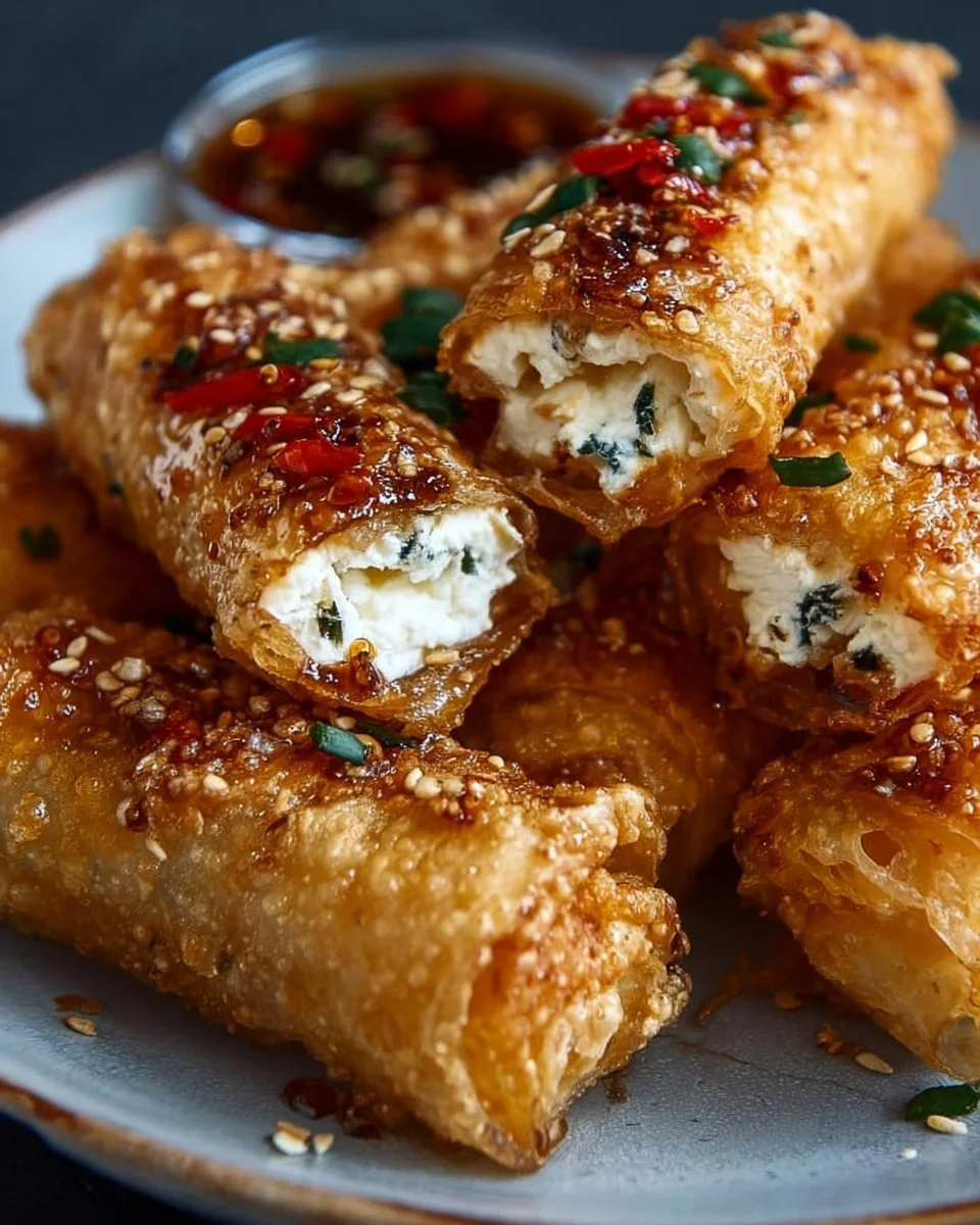 Indulgent Oven Fried Feta Rolls with Chili Honey Magic