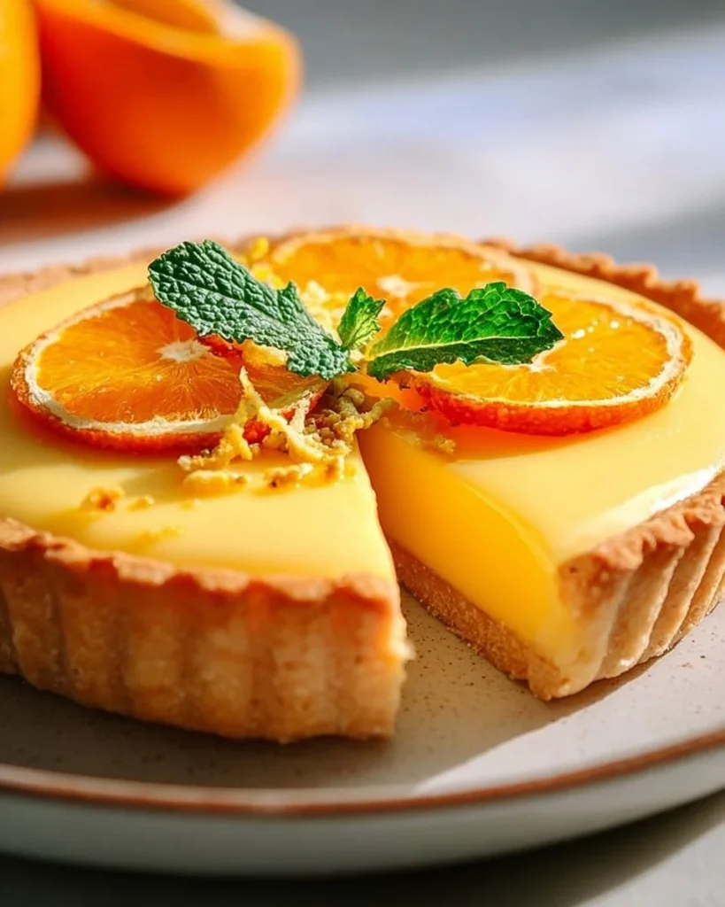 Irresistible orange tart with a buttery crust and vibrant citrus filling
