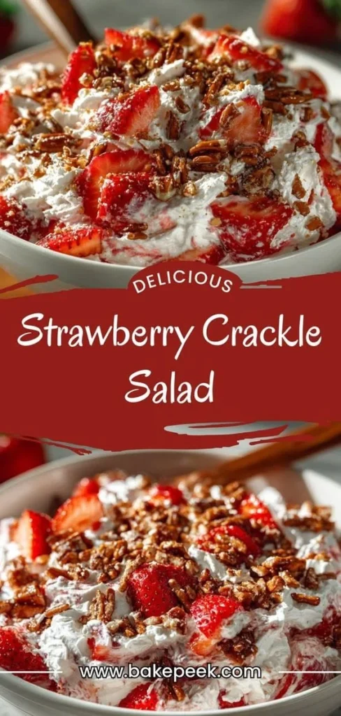 Delicious Strawberry Crackle Salad with fresh strawberries and crispy toppings