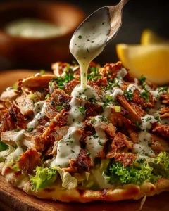Delicious Chicken Shawarma served with fresh vegetables and sauces